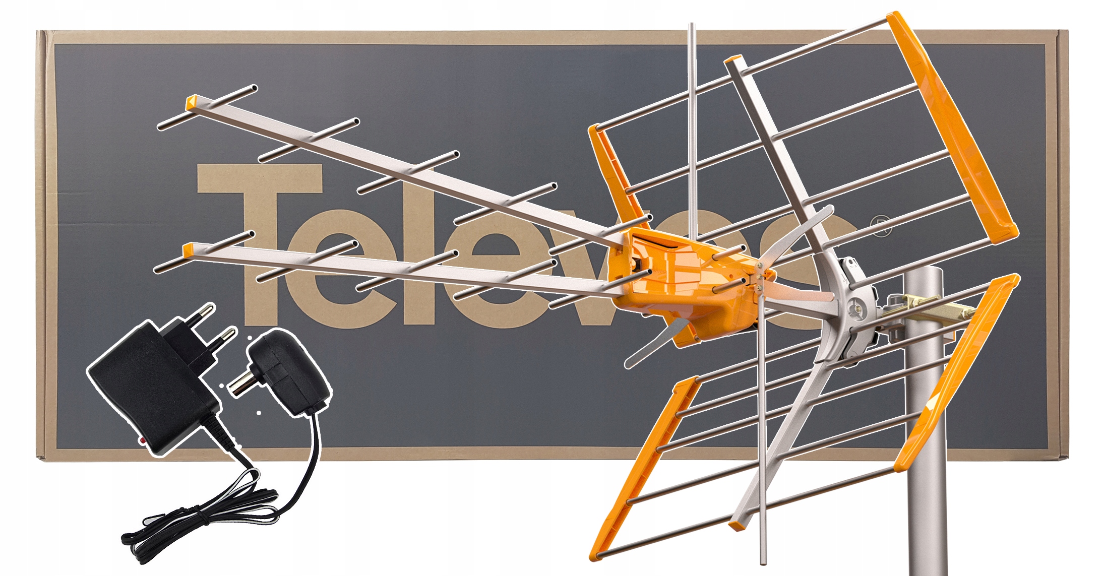 Antena DVB-T2 Televes V+ MIX Wzm. 20dB Zasilacz 300mA