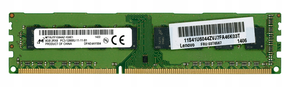 Lenovo 03T6567 MT16JTF1G64AZ-1G6E1 8GB DDR3-1600Mhz non-ECC