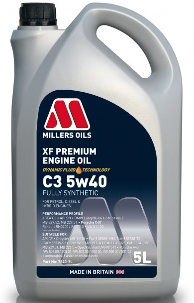 Olej silnikowy Millers Oils Xf Premium C3 5W40 5L Vw 502.00 505.01
