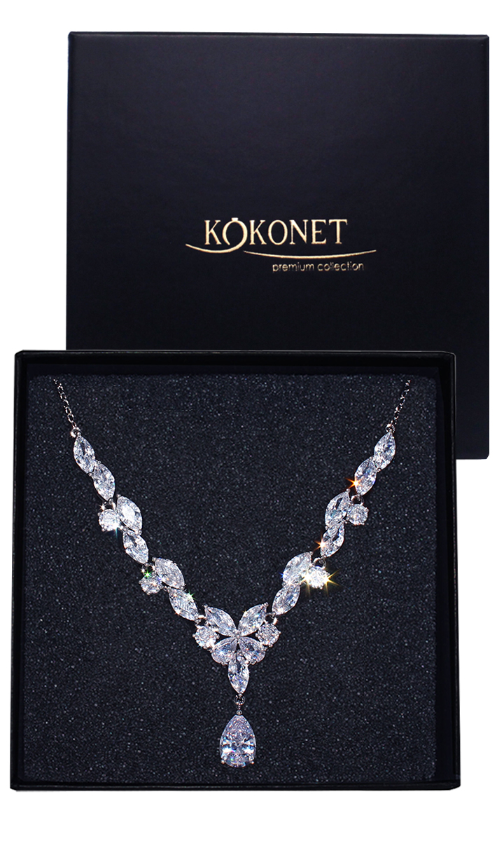 stříbrný kolia náhrdelník nastavitelný v krabičce Elegantní svatební šperky