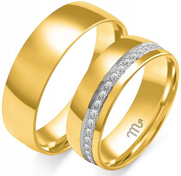 Zlatý moderní snubní prsten svatba 14K 585 vel. 11 12 13 s lesklým elegantním vzorem