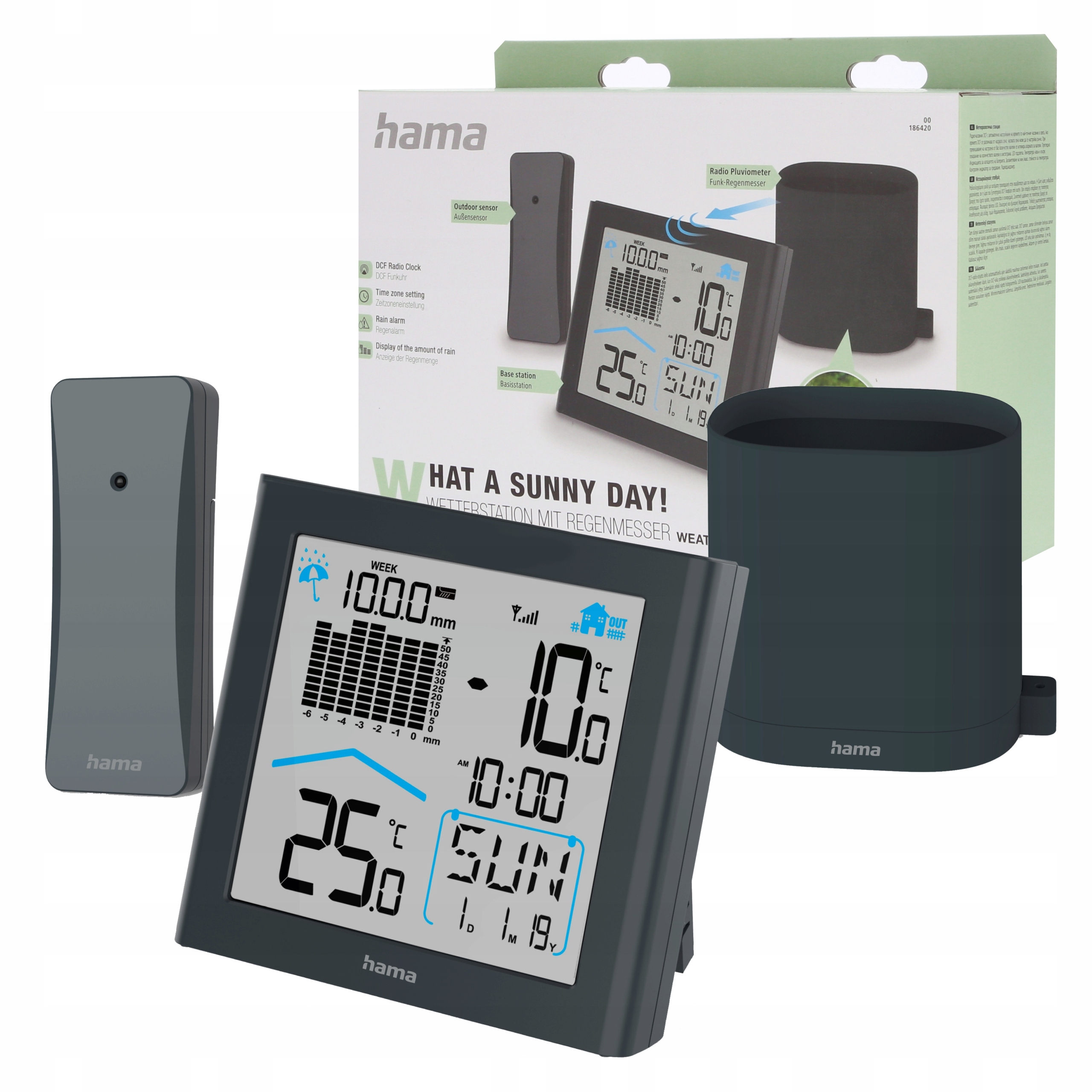 Hama Stacja Pogody pogodowa meteo Rainy Dcf deszczomierz czujnik zewnętrzny