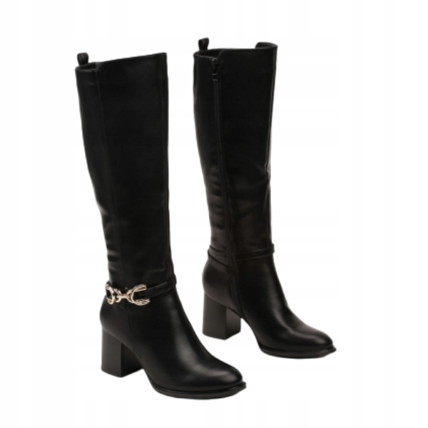 Černé dámské kozačky na podpatku typu kostka Vices 2325B vel. 36