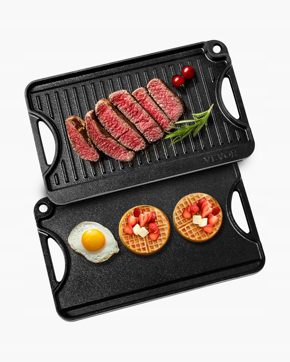 Vevor Profesionálny Reverzibilný Gril A Liatinový Gril 185X342 MM, Čierny