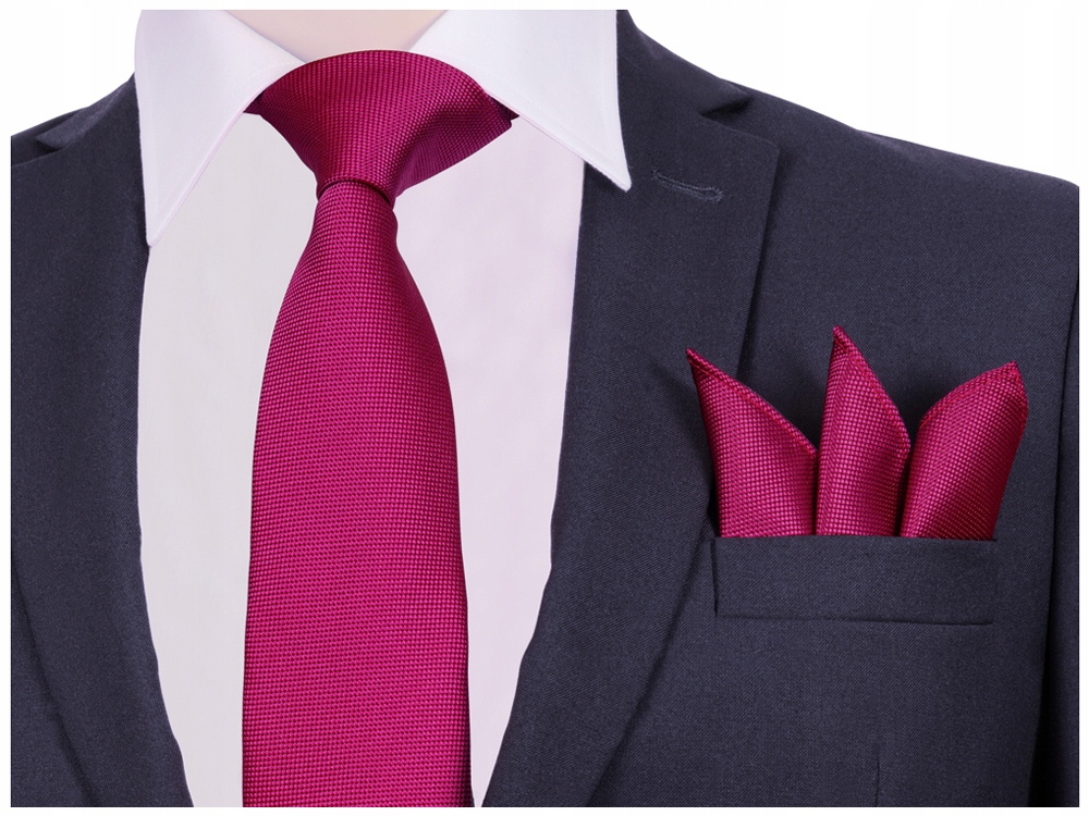 

Krawat + Poszetka Wypustka Fuksja Mikrofibra K112