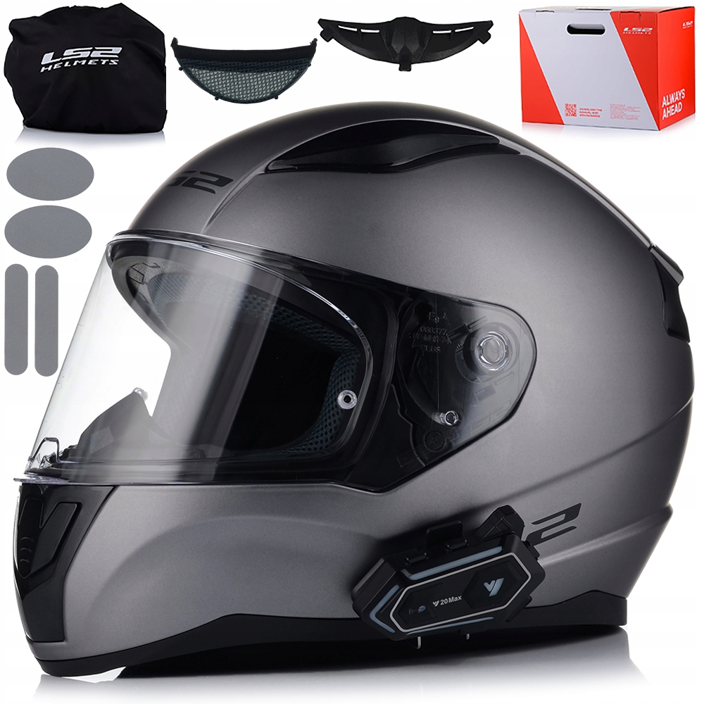 Motocyklová Prilba LS2 FF353 Rapid II Šedá Matt Interkom Vito Bluetooth