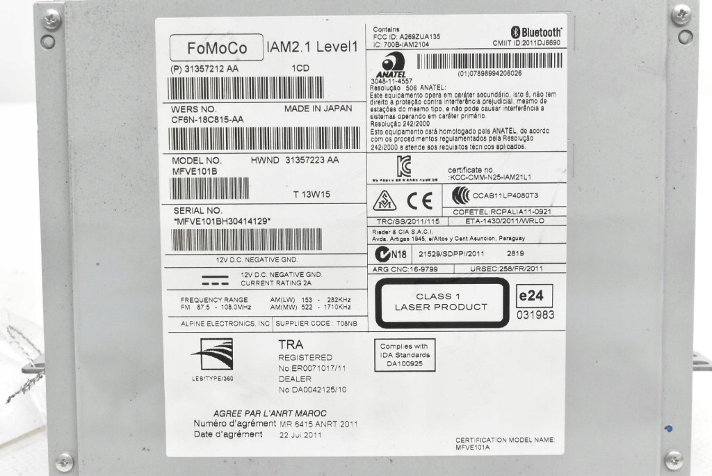 CD player CD 31357212AA VOLVO V40 2 II 12-16