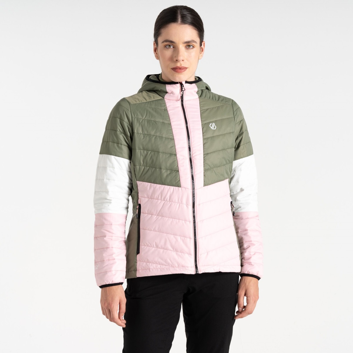 Dámská zímní prošívaná bunda Dare2b Lively světle růžová/zelená 34