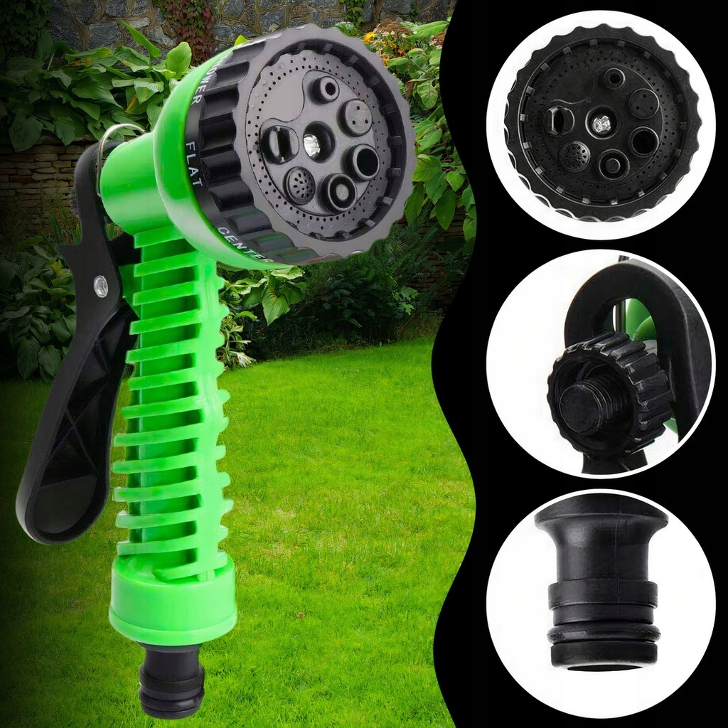 WĄŻ OGRODOWY 30m ROZCIĄGLIWY ELASTYCZNY + ZŁĄCZKI + PISTOLET Waga produktu z opakowaniem jednostkowym 1 kg