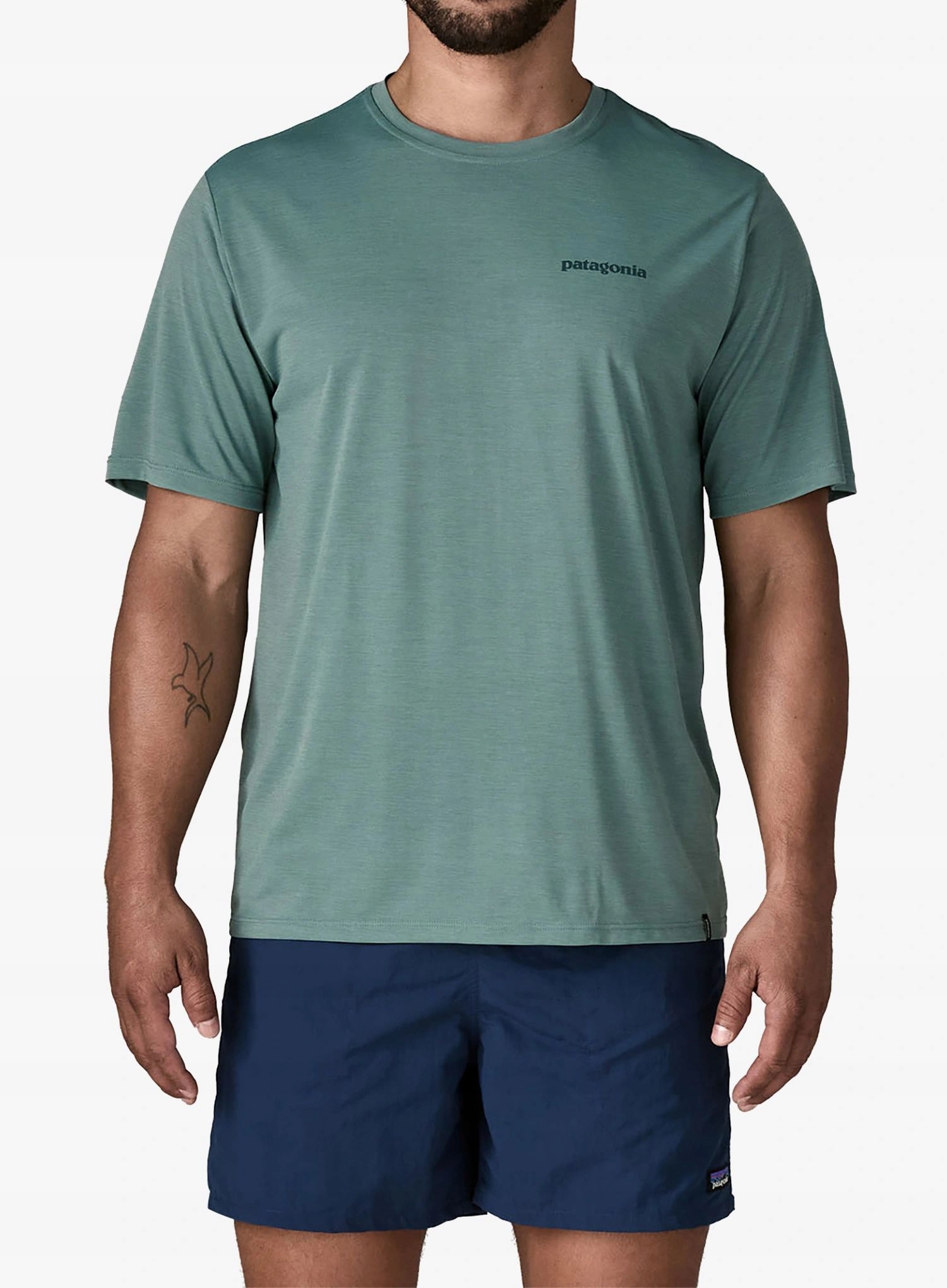 Rychleschnoucí tričko Patagonia CC Daily Shirt Boardshort Logo sage L