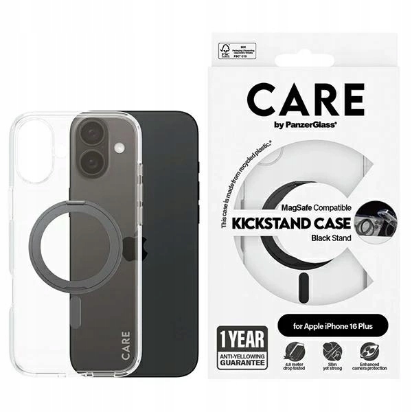 Pouzdro Care od PanzerGlass Funkce Kickstand Case MagSafe pro iPhone 16 Plus