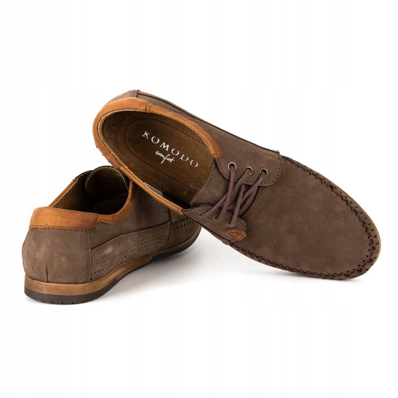 Buty męskie skórzane mokasyny sznurowane POLSKIE 875 brązowe 44 Kod producenta KOM 875 BR 44