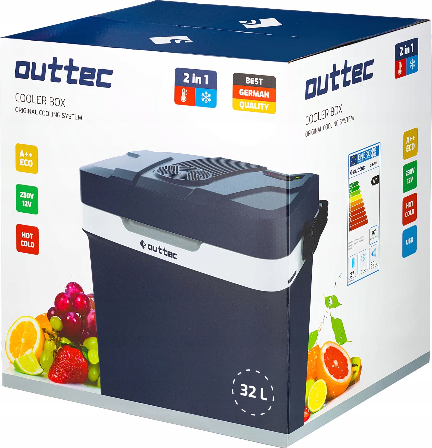 LODÓWKA TURYSTYCZNA SAMOCHODOWA ELEKTRYCZNA 12V 230V 32L OUTTEC Pojemność 32 l