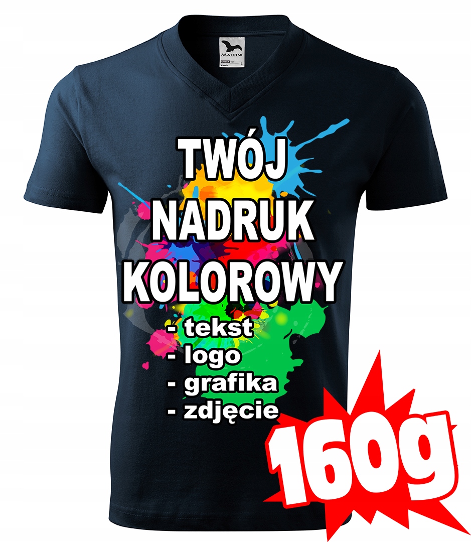 

Koszulka Z Własnym Nadrukiem męska V-neck XL 02