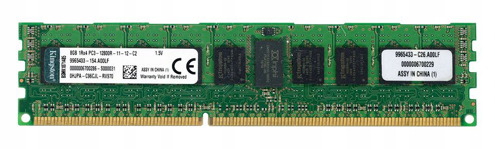 Kingston 8GB DDR3 1Rx4 1600MHz PC3-12800R Reg Ecc