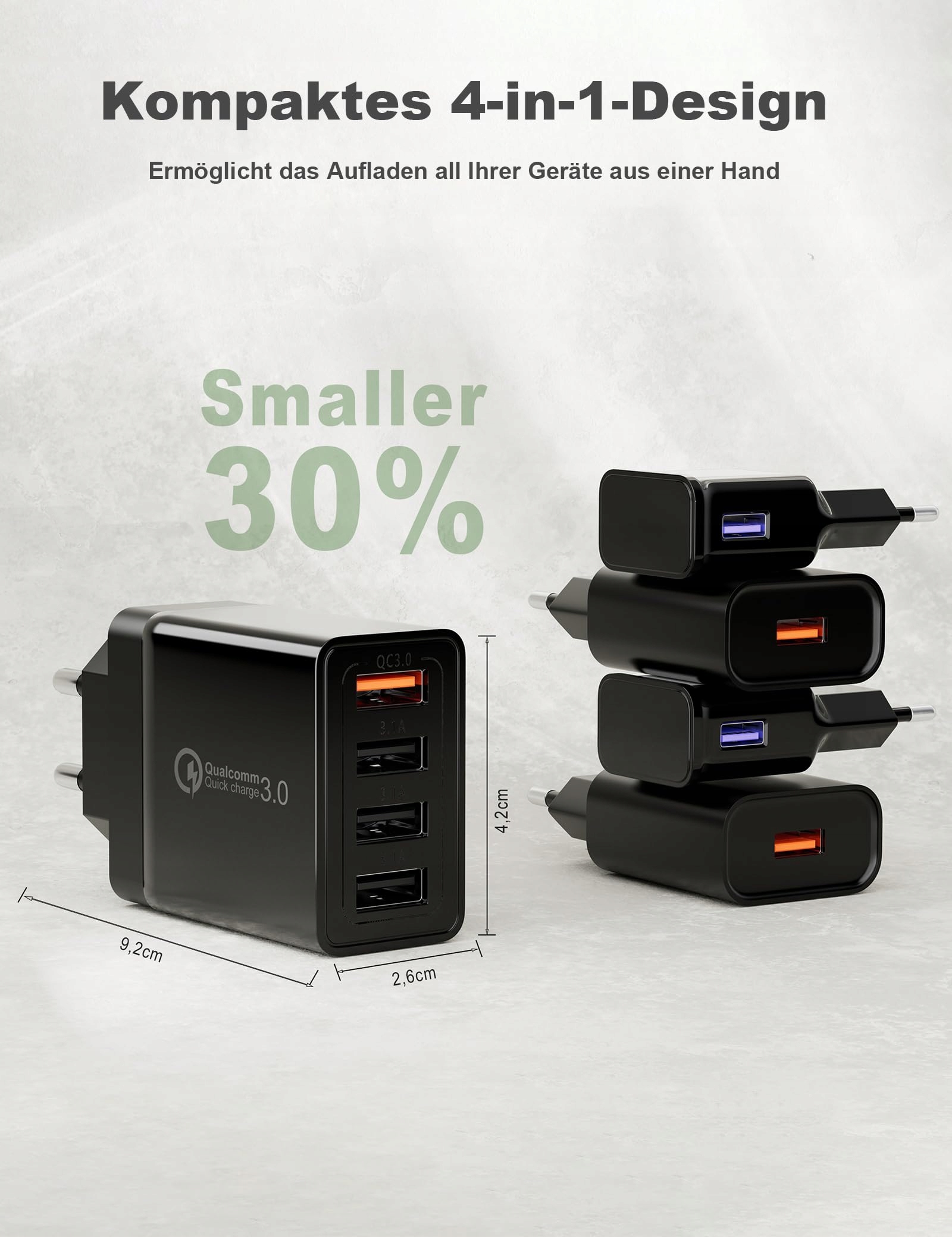 KAYSHOW Ładowarka USB 33W 4 Porty Szybkie Ładowanie iPhone Android — miniatura 4