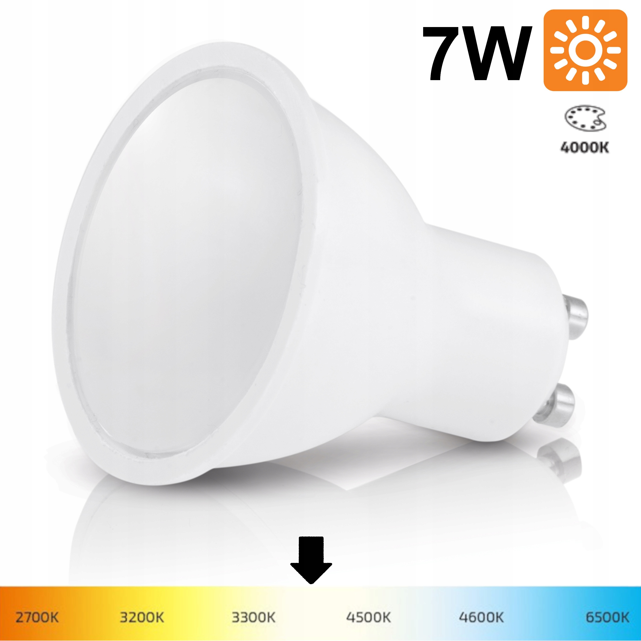 ŻARÓWKA LED GU10 HALOGEN 7W 230V NEUTRALNA 4000K
