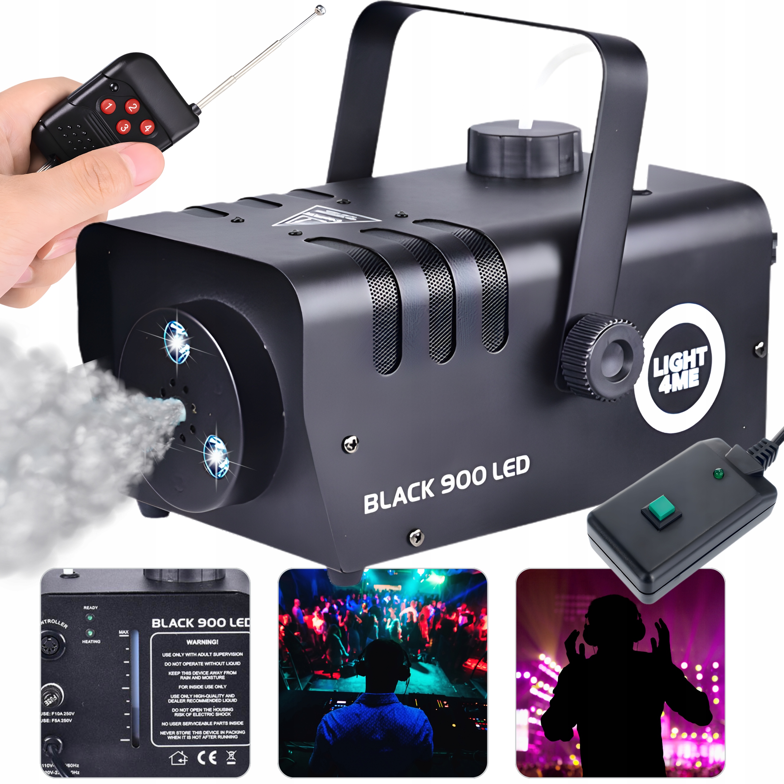 Wytwornica Mgły Maszyna Do Dymu Zadymiarka 900 Led Mocna Wydajna Pilot