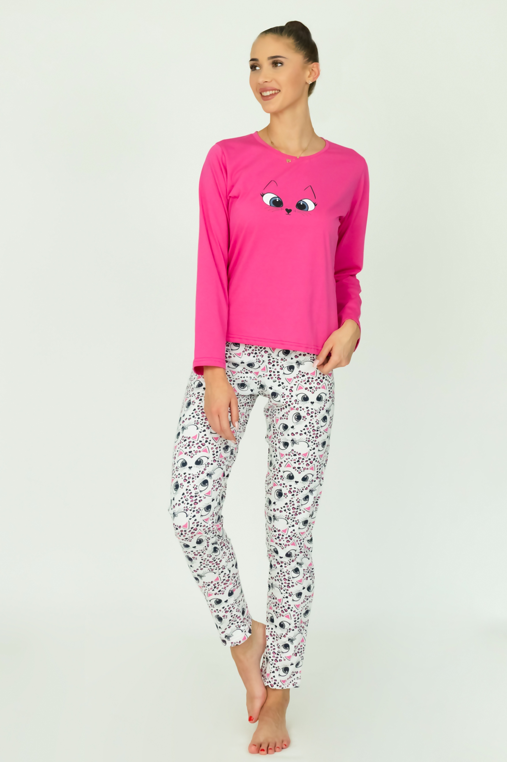 Bavlněné Dámské Pyžamo Kuba Kočičky XL