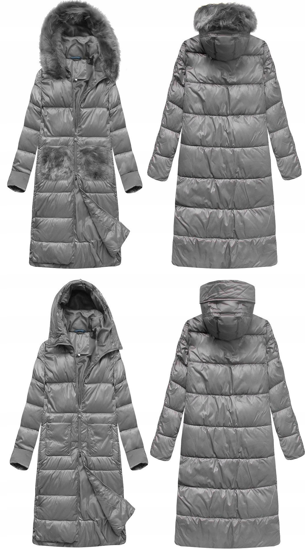 

Kurtka Płaszcz Długa Zimowa Parka Kaptur Futro S