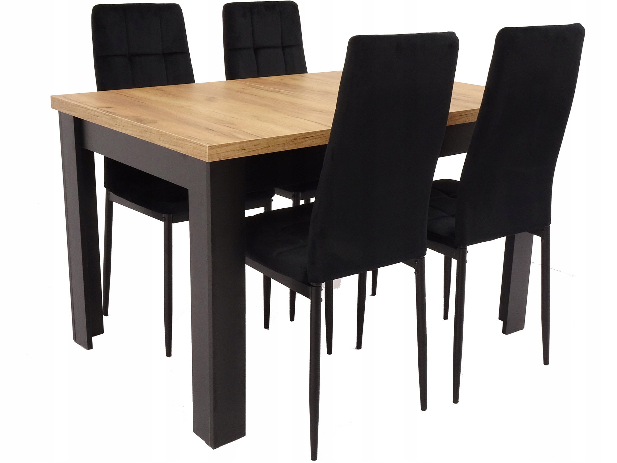 

Zestaw Kuchenny Stół 120 i 4 krzesła Czarne Welur