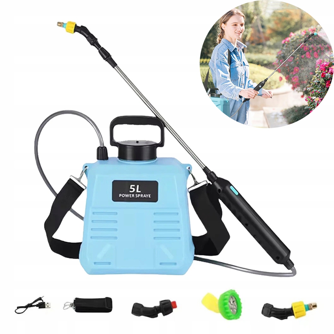 5L Elektryczny Opryskiwacz Ogrodowy, do Roślin Domowych i Zewnętrznych