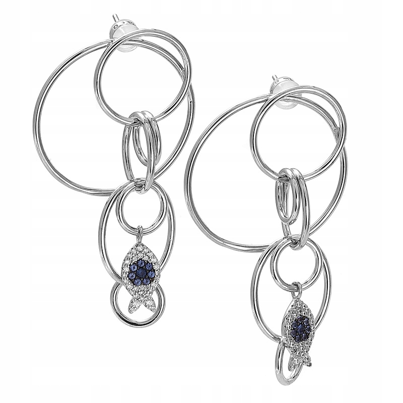 Stříbrné náušnice Ag 925 rybka se zirkony BS8667