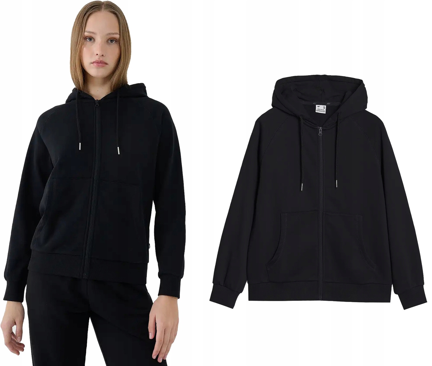 Rozepínací mikina 4F F1541 s kapucí z bavlny, černá, velikost S