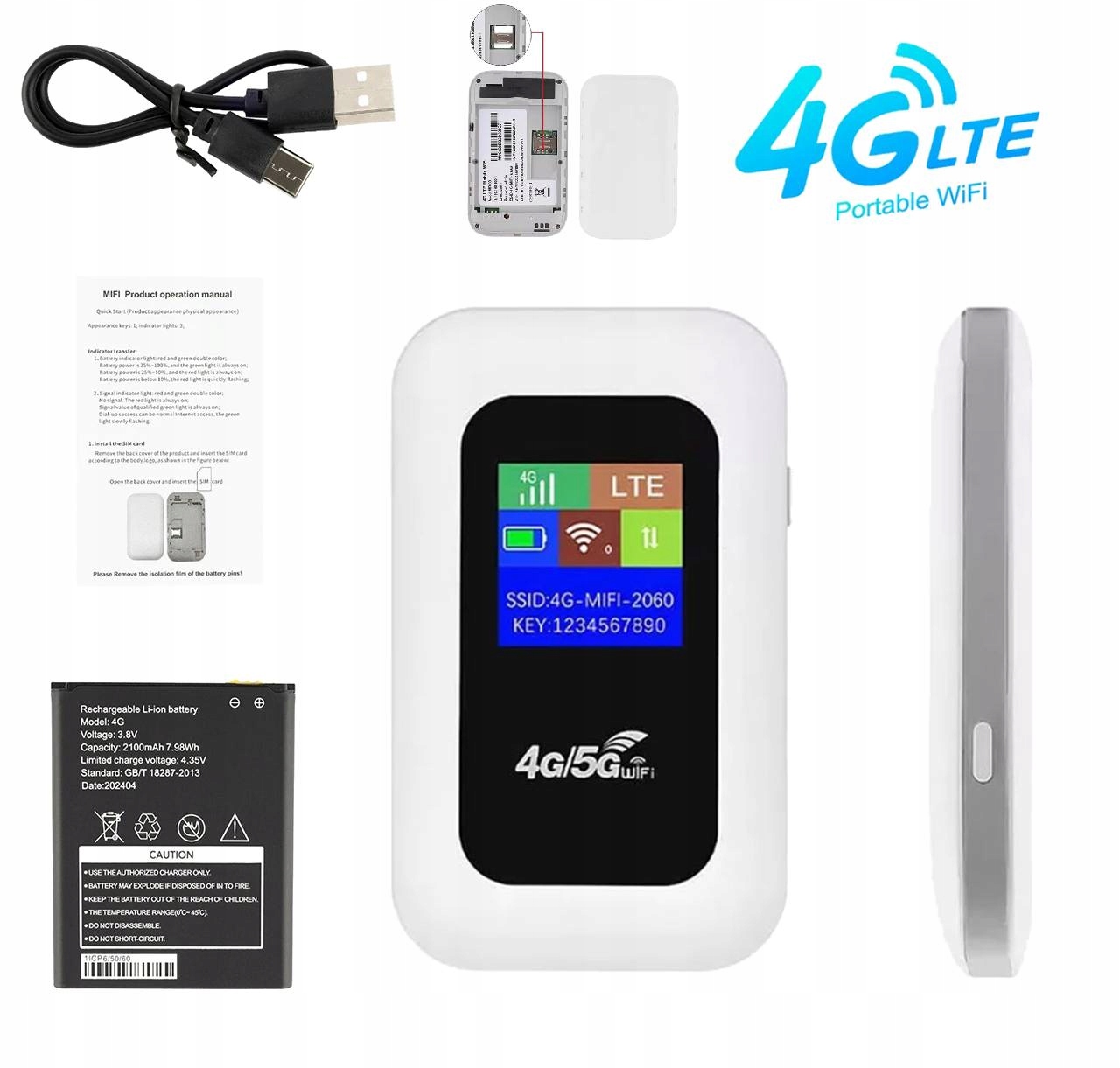 PRZENOŚNY HOTSPOT 4G LTE KARTĘ SIM WI-FI MOBILNE MODEM URZĄDZENIE ROUTER