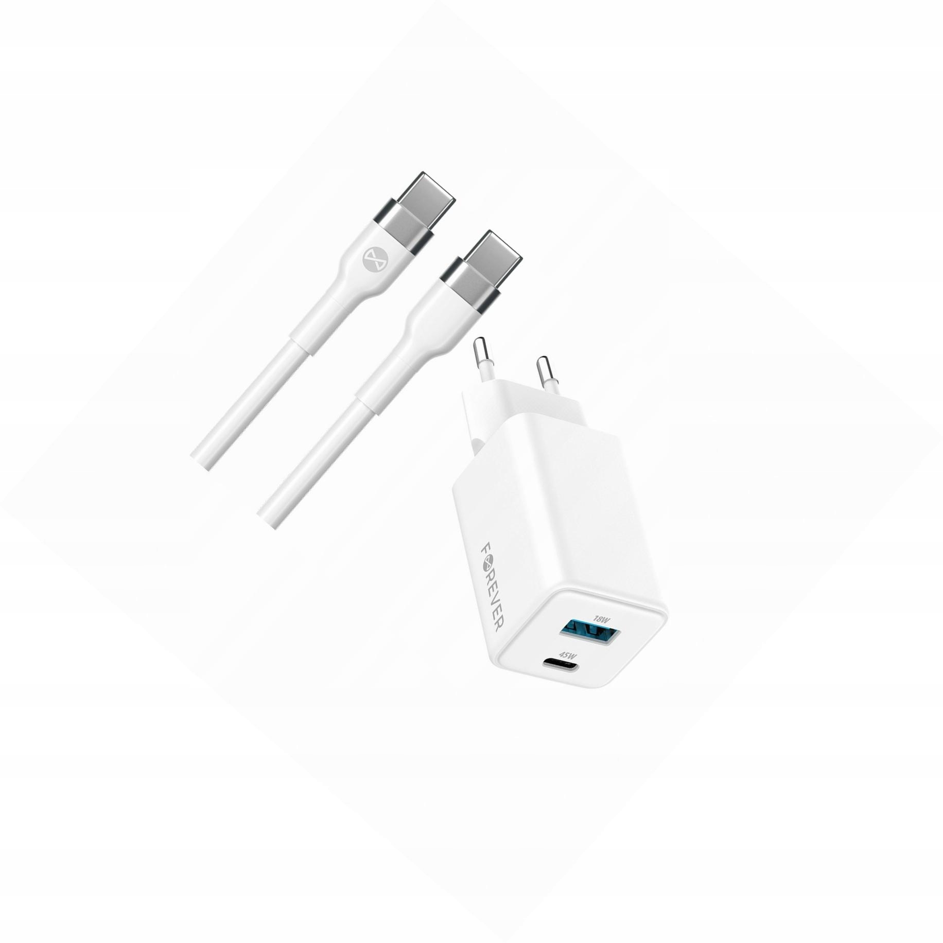 Szybka ładowarka GaN 45W 2 wejścia Usb i Usb-c z kablem do Samsung A22 4G