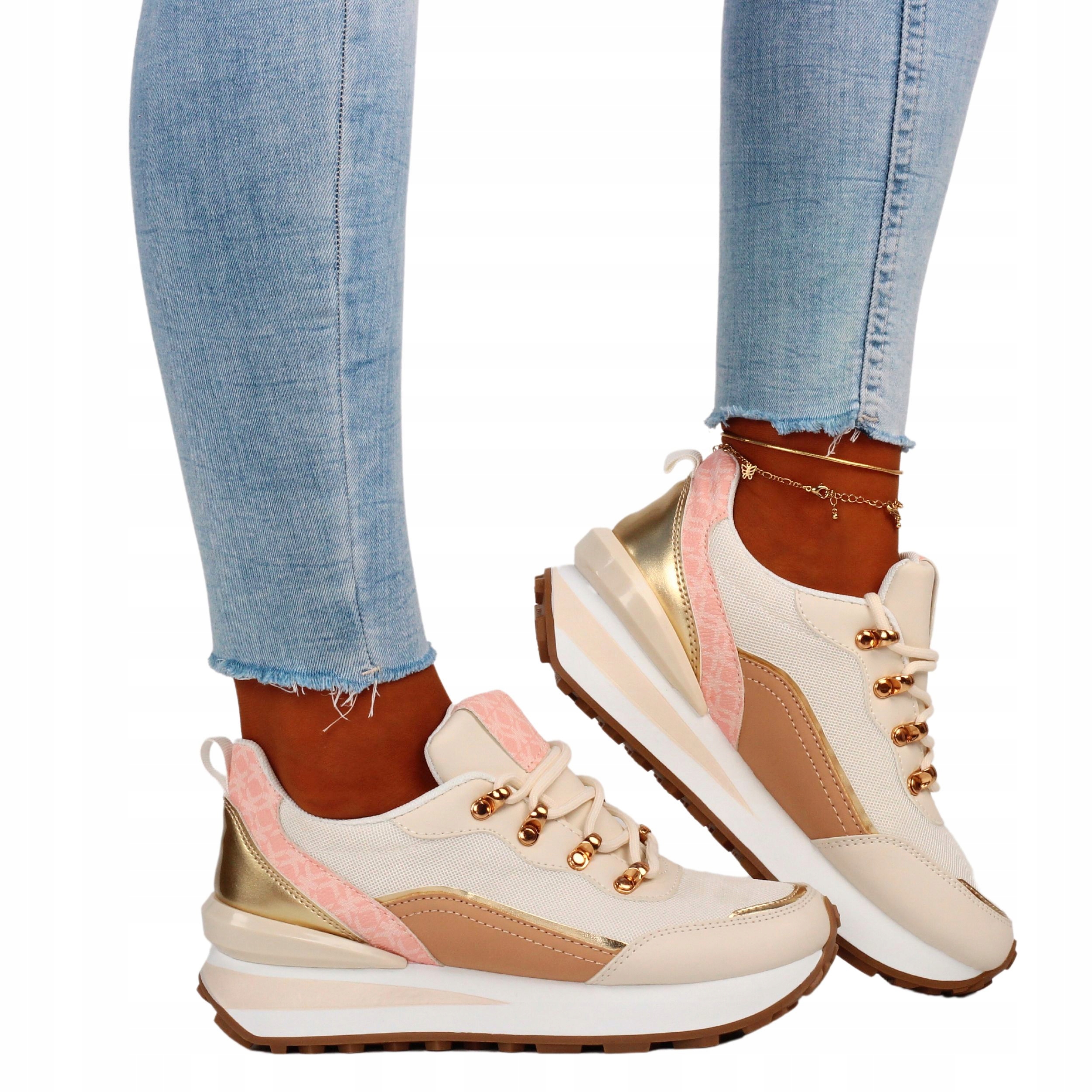 BUTY DAMSKIE SPORTOWE SNEAKERSY WIĄZANE