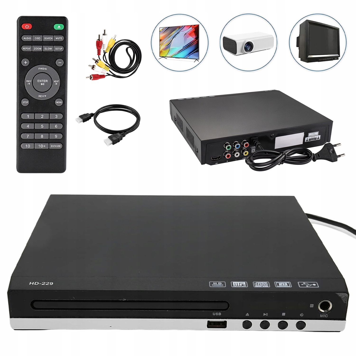 DVD Přehrávač, Sada Pro Televizor, 1080P Hd Přehrávač DVD Do Obývacího Pokoje