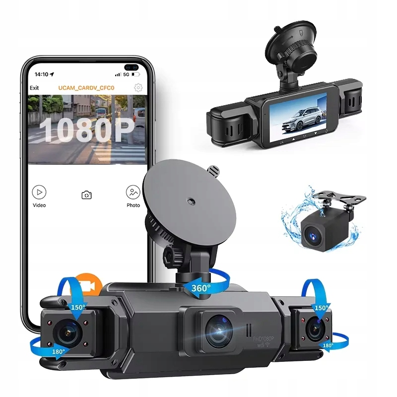 360° 4-kanálová WiFi Gps Ir kamera G-Sensor Fhd Parking Menu Pl iOS Android