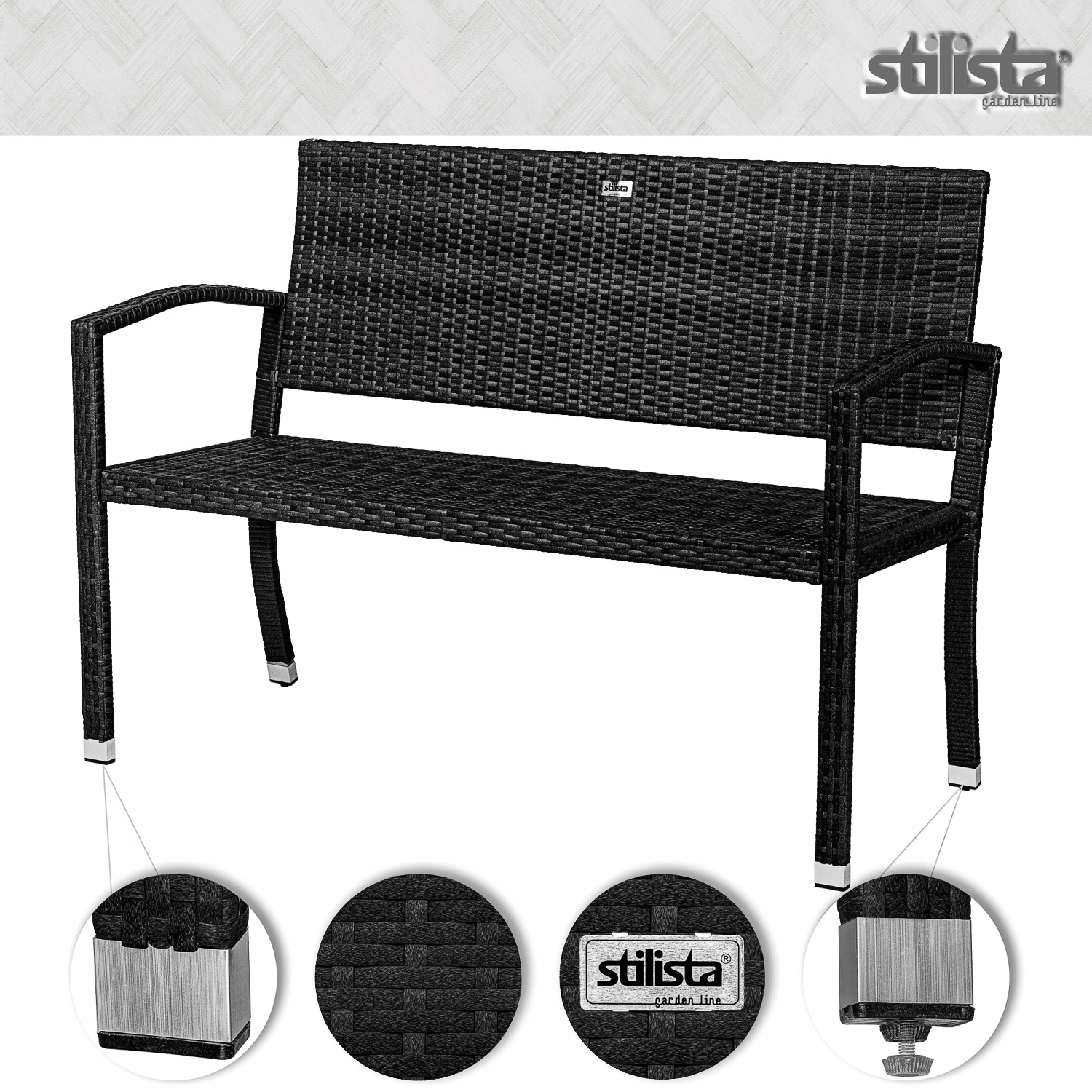 САДОВАЯ СКАМЬЯ TECHNORATTAN PARK PATIO BLACK Код производителя STILISTA-3233