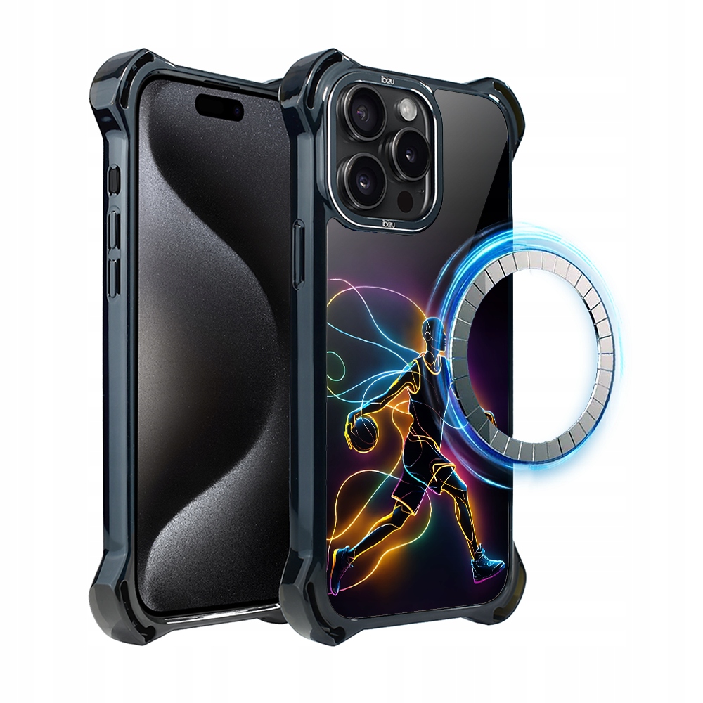 Pouzdro pro iPhone 15 Pro Ibizu DropGuard Ultra s MagSafe, duch basketbalu