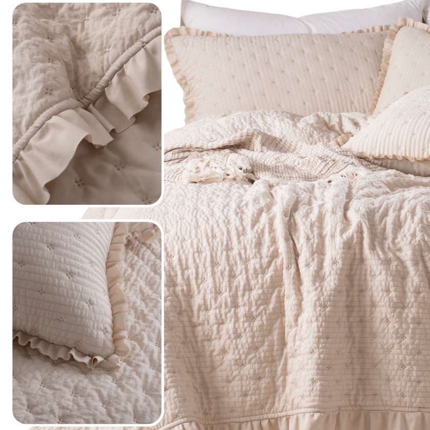 Pikovaný Přehoz Teplá Deka Na Postel Pohovka Pled 160x220 Amour Béžová