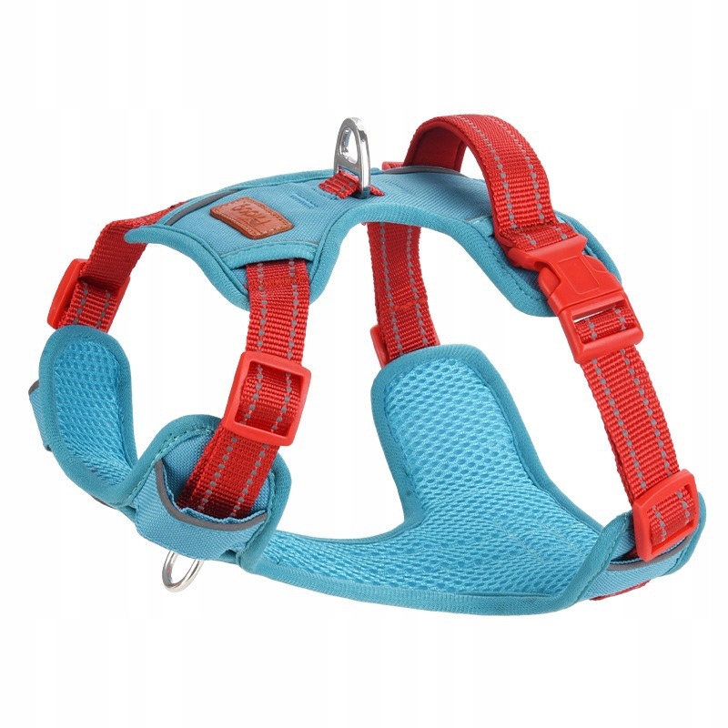 Szelki Dla Psa Easy Walk Xs niebieskie czerwone– Odblask, Regulowane, Mocne