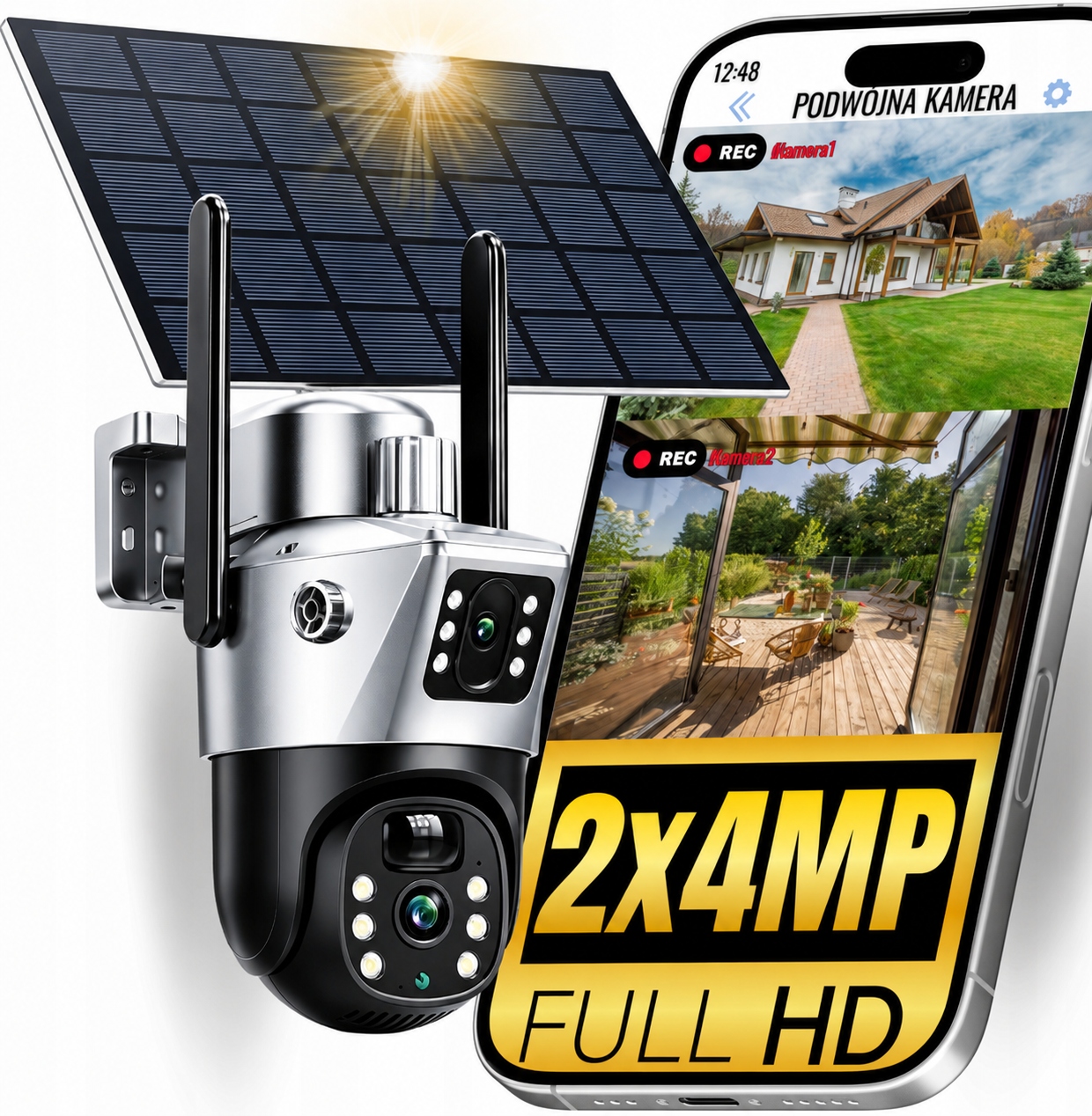 Vonkajšia Otočná Ip Kamera 2 Dvojité Objektívy 270 Stupňov 6MP 10x Zoom