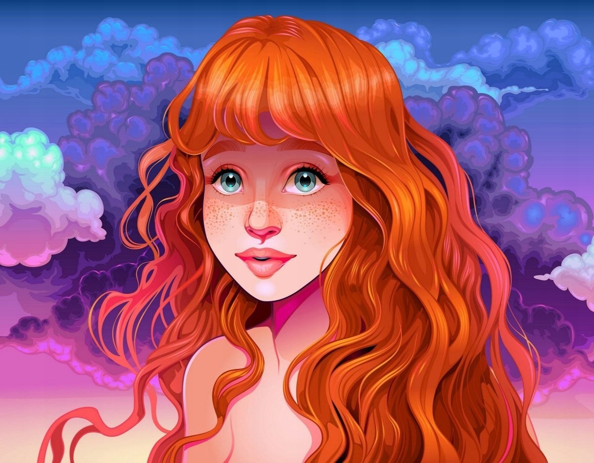 Diamantová Výšivka Diamond Painting Mozaika Zrzka Dívka 45x60 cm Sada 5D