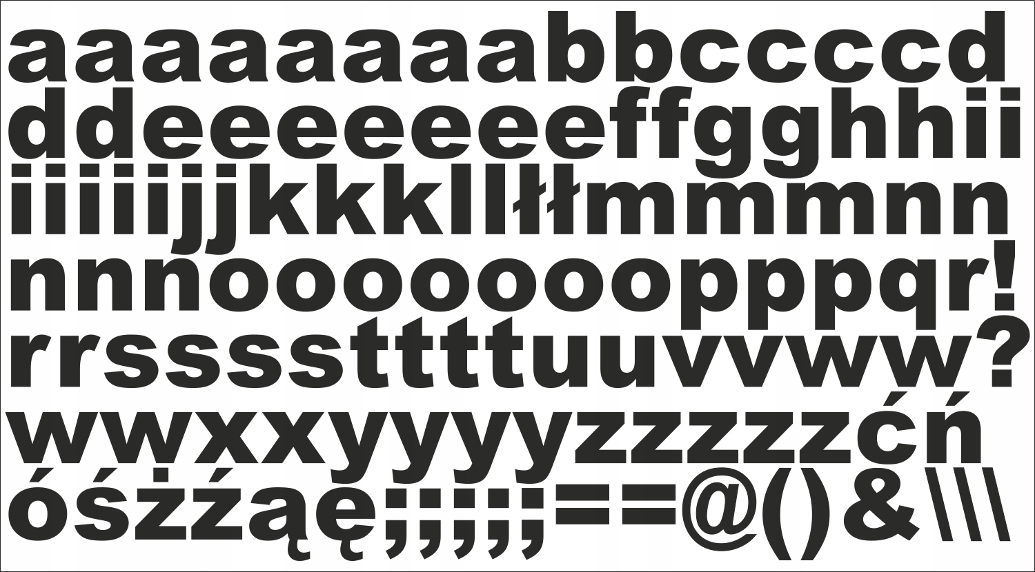 

Litery Samoprzylepne naklejki arkusz 2 cm