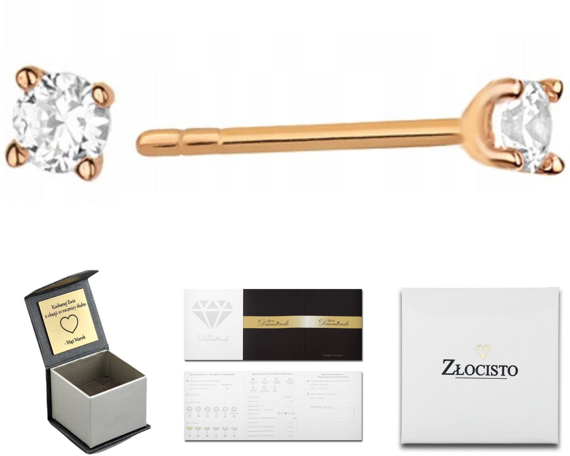 Růžové Zlato Náušnice S Brilianty Šrouby Obchod