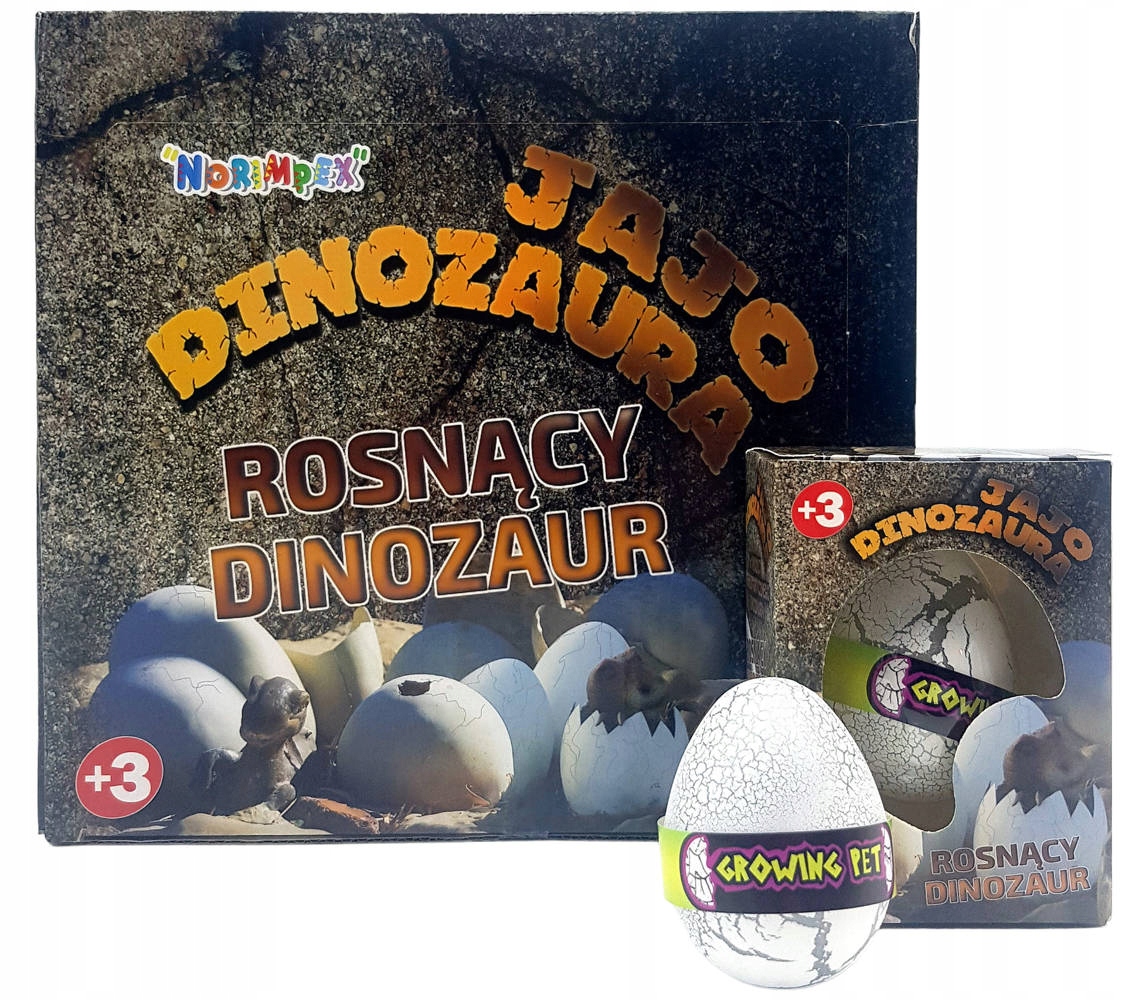 Figurka plastikowa Dinozaur w jaju JAJO ROSNĄCY Szerokość produktu 7.5 cm