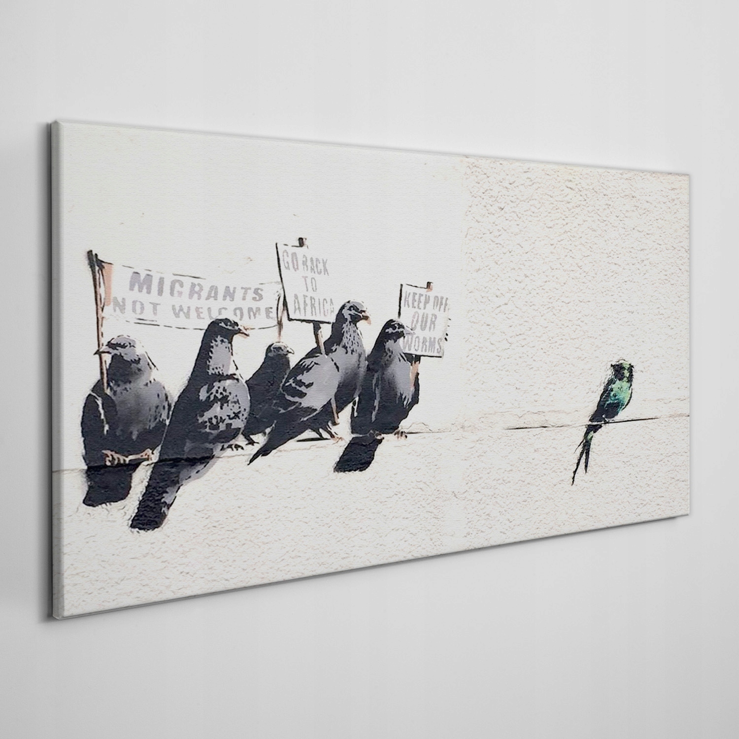 

Obraz na płótnie Protestujące ptaki Banksy 120x60