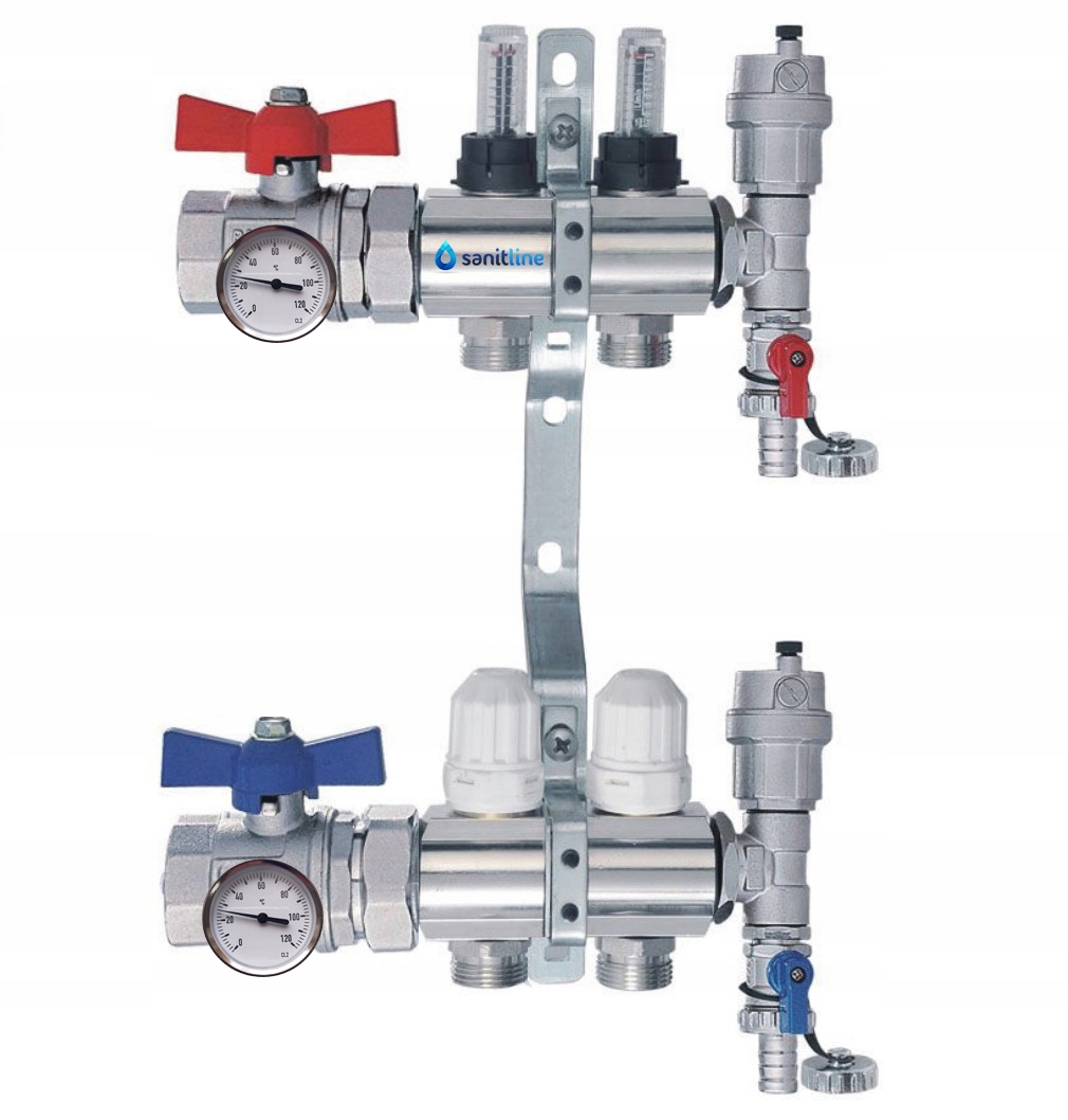 Rozdeľovač Tepla, 2 Sekcie Podlahového Vykurovania Pre Podlahovú Krytinu