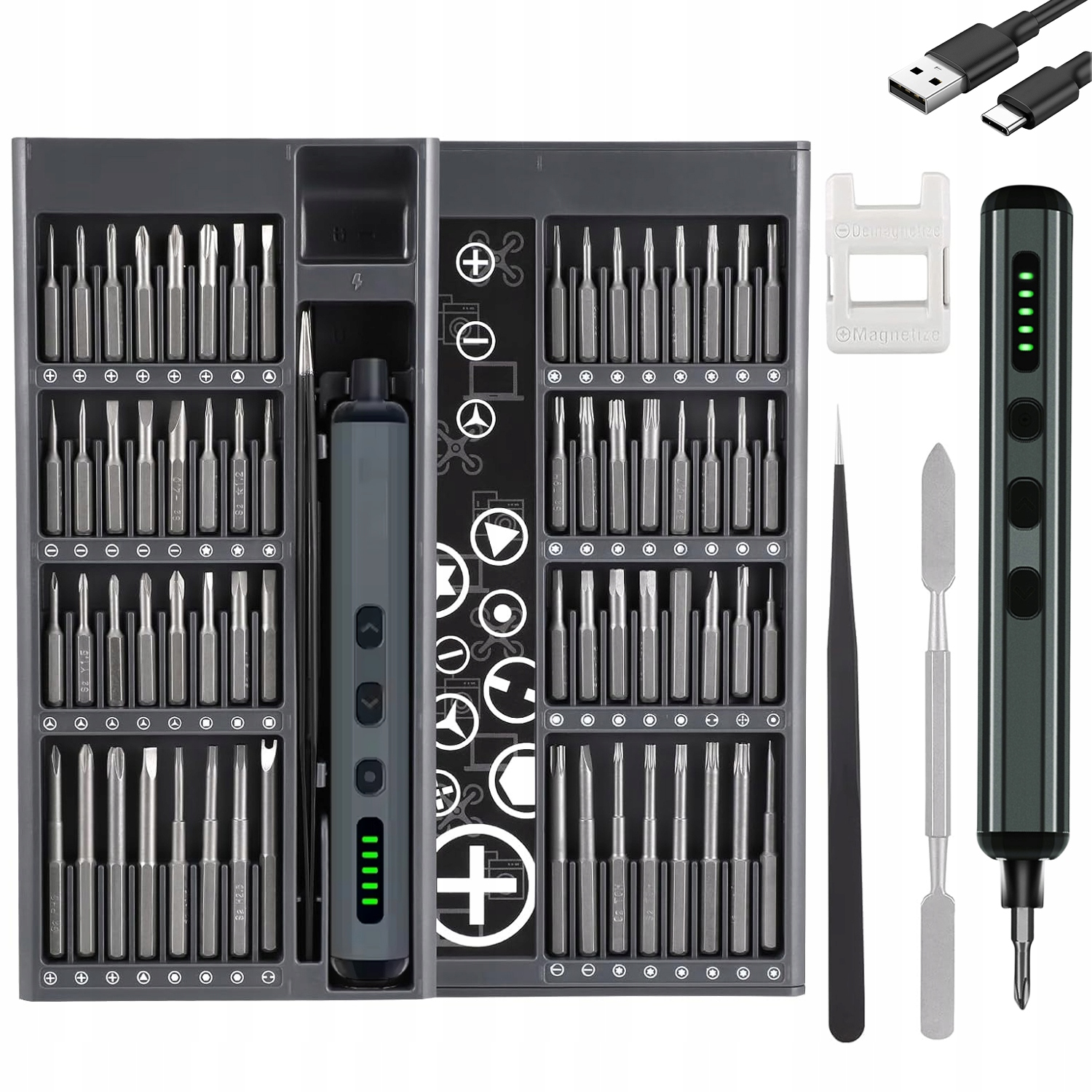 Elektrický Šroubovák Pro Elektroniku 68 Magnetických Bitů 5 Led Momentů