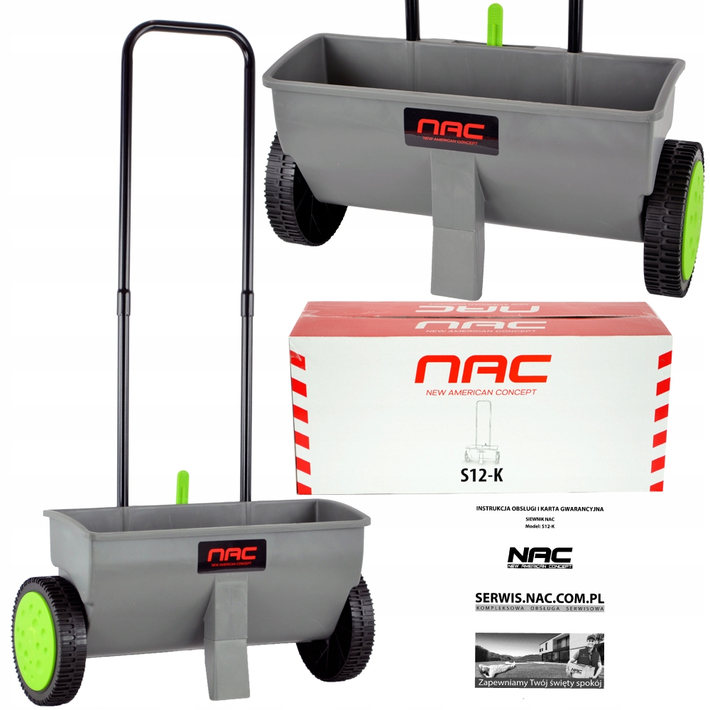 Siewnik Rozsiewacz Od Nawozów Nasion Nac S12-K 45 CM 12 Litrów Regulowany