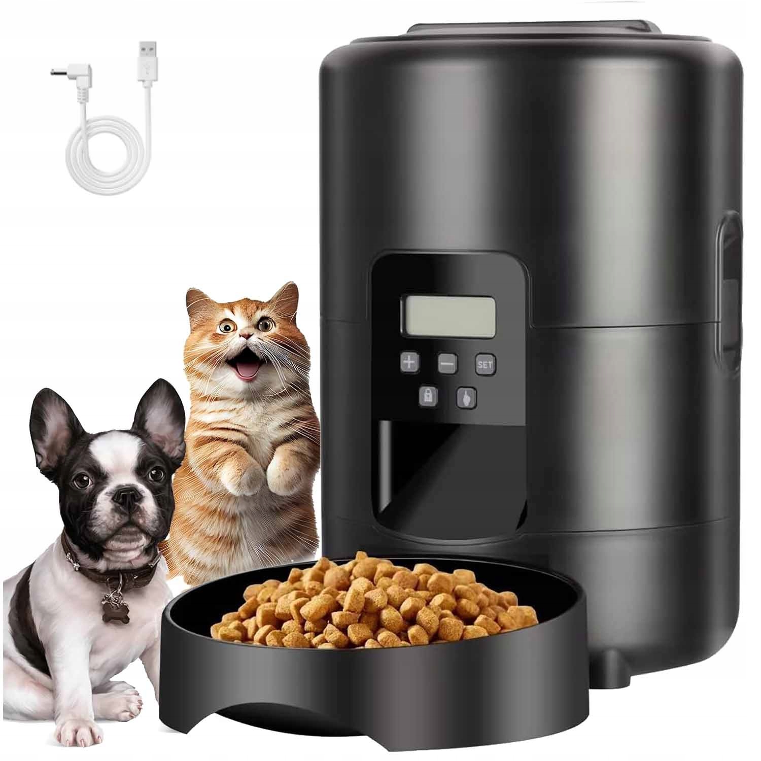 Levně Automatický Dávkovač misky na krmivo Pro Psa Kočku Černý 2 L Smart podavač