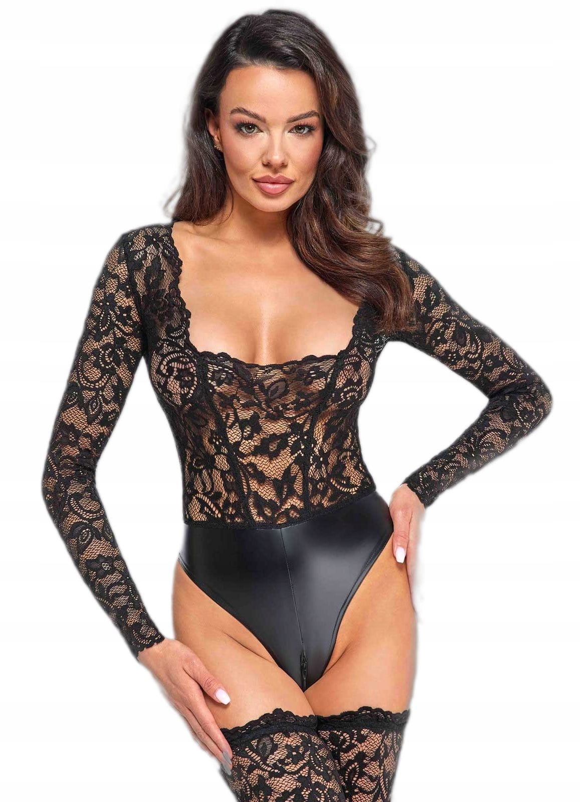 Tělo Psyche Se Zipem V Rozkroku Lace And Wetlook Noir Handmade S