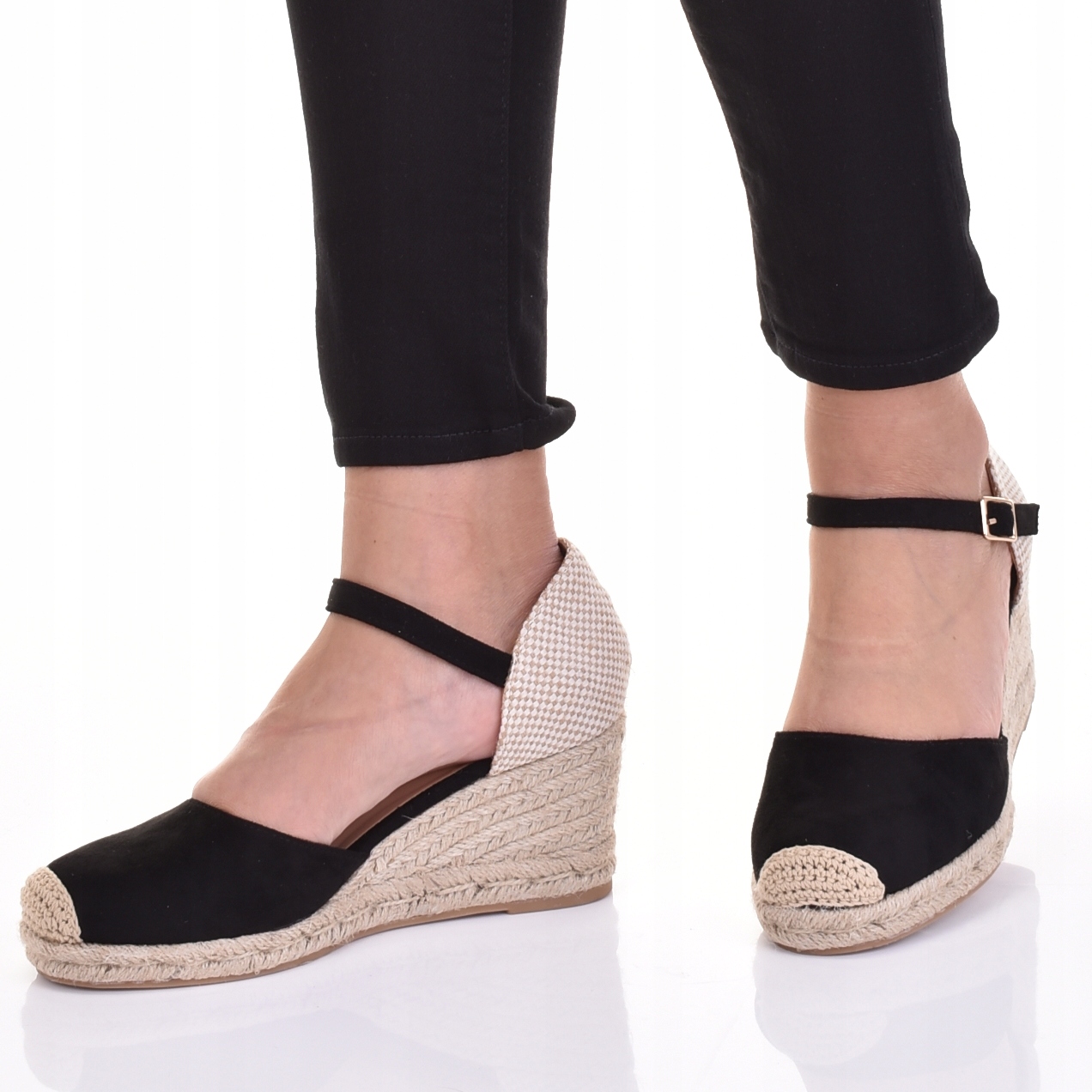 ESPADRYLE DAMSKIE ELEGANCKIE SANDAŁY NA KOTURNIE MODNE STYLOWE Rozmiar 39