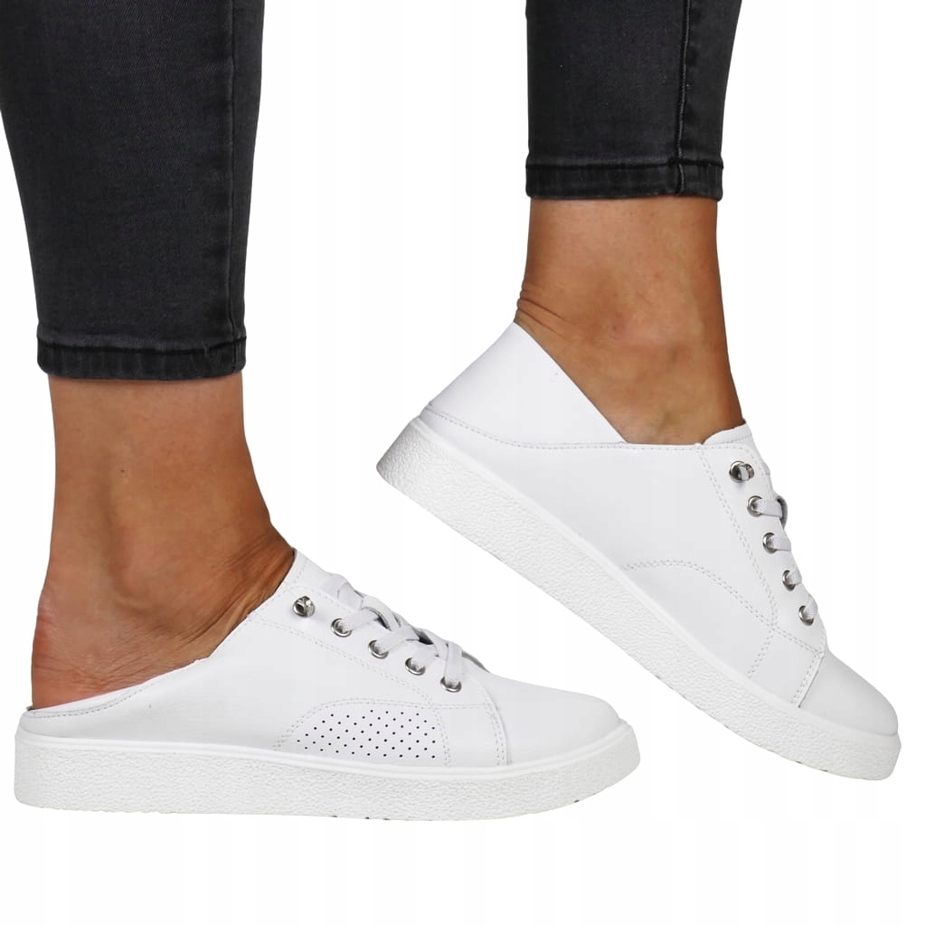 Dámské Tenisky Kožené Bílé Pohodlné S Lomenou Patou Pro Každodenní Nošení
